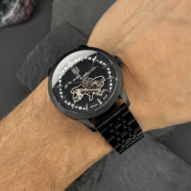 Мужские механические часы Awarder 043 Де би не був All Black Steel Automatic с сапфировым стеклом