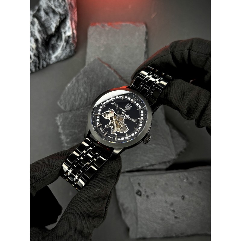 Мужские механические часы Awarder 043 Де би не був All Black Steel Automatic с сапфировым стеклом
