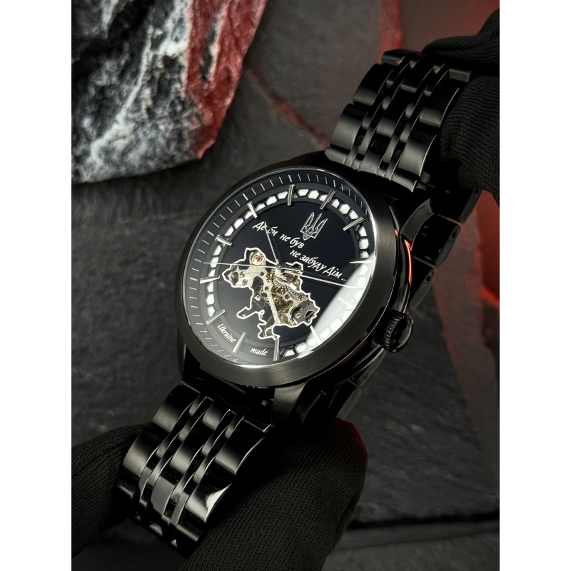 Мужские механические часы Awarder 043 Де би не був All Black Steel Automatic с сапфировым стеклом