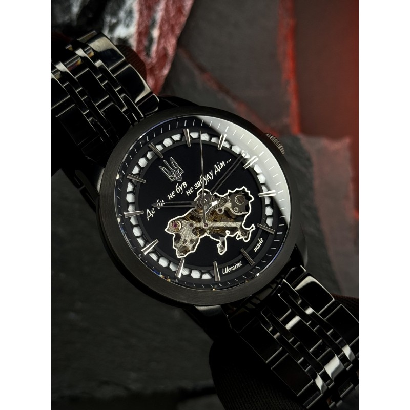 Мужские механические часы Awarder 043 Де би не був All Black Steel Automatic с сапфировым стеклом