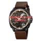 Мужские наручные часы Awarder 029 Black-Brown с индивидуальным дизайном и кожаным ремешком