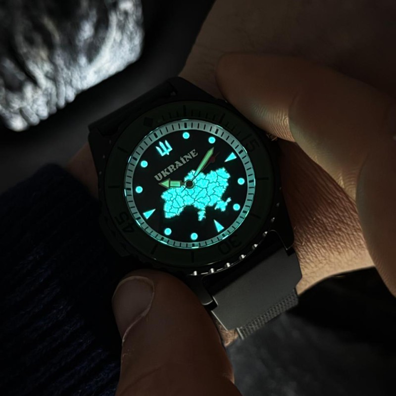 Часы наручные Awarder 031 Ukraine Black-Green тактические спортивные с водозащитой 5 ATM