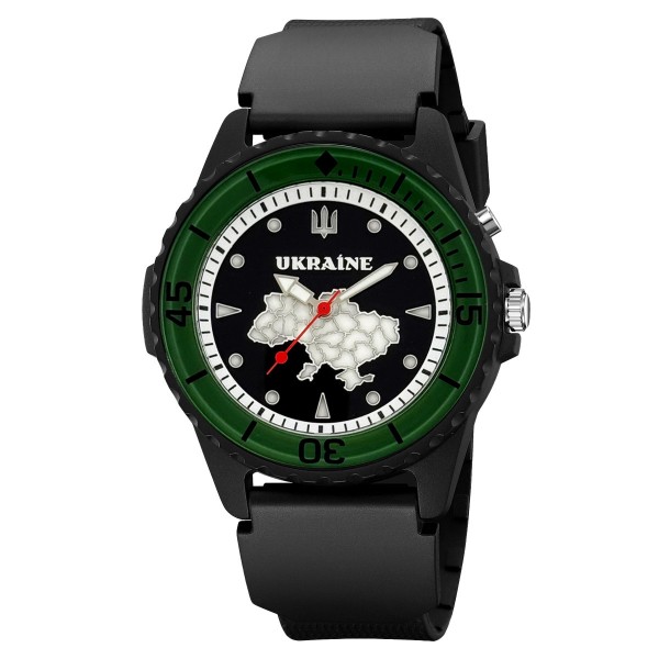 Часы наручные Awarder 031 Ukraine Black-Green тактические спортивные с водозащитой 5 ATM