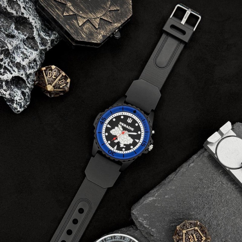 Часы наручные Awarder 031 Ukraine Black-Blue спортивные с водонепроницаемостью 5 ATM