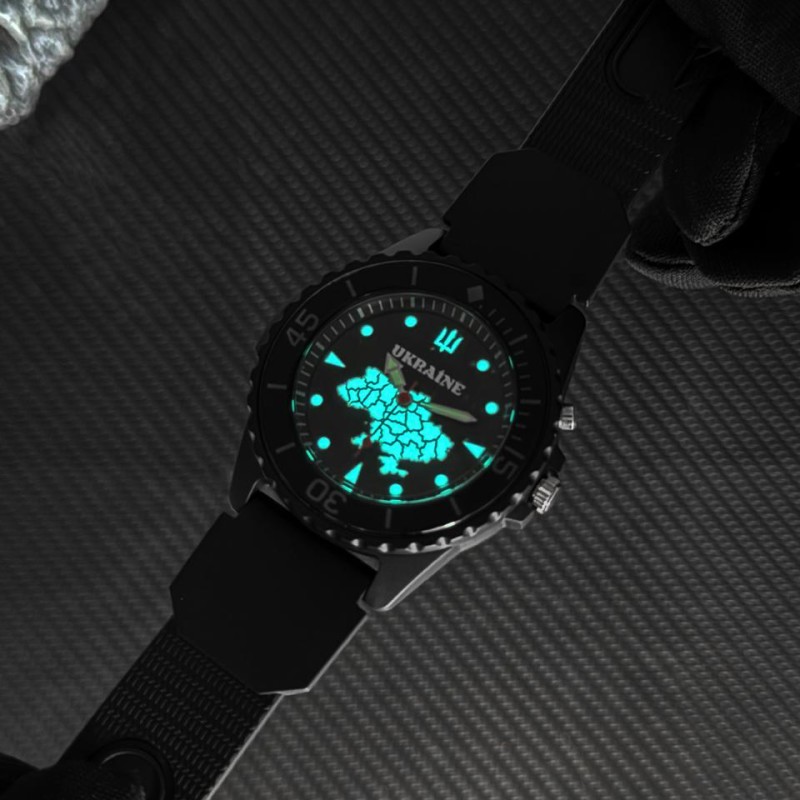 Годинник наручний Awarder 031 Ukraine All Black тактичний з водозахистом 5 ATM