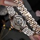 Женские часы Awarder 047 Silver-Gold-Blue с автоподзаводом и бирюзовым циферблатом