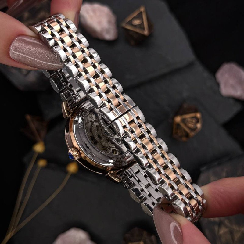 Женские часы Awarder 047 Silver-Gold-Blue с автоподзаводом и бирюзовым циферблатом