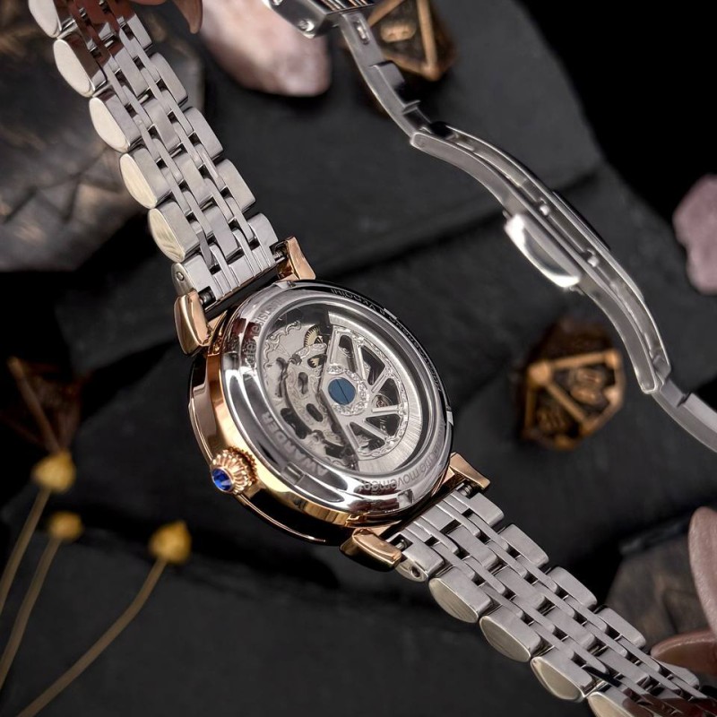 Женские часы Awarder 047 Silver-Gold-Blue с автоподзаводом и бирюзовым циферблатом