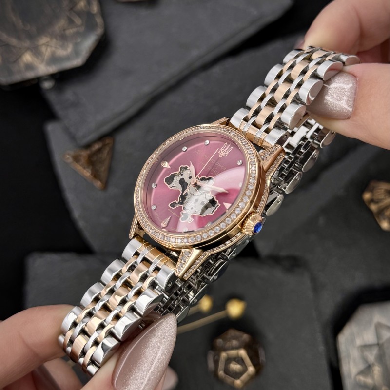 Жіночий годинник Awarder 049 Silver-Gold-Pink з механікою та автопідзаводом