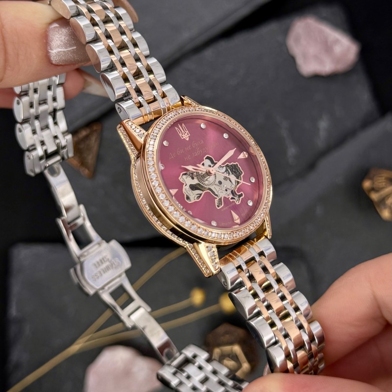 Жіночий годинник Awarder 049 Silver-Gold-Pink з механікою та автопідзаводом