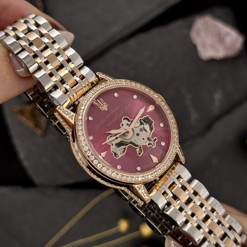 Жіночий годинник Awarder 049 Silver-Gold-Pink з механікою та автопідзаводом