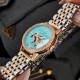 Жіночий механічний годинник Awarder 049 Silver-Gold-Blue з автопідзаводом та бірюзовим циферблатом