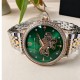 Жіночий механічний годинник Awarder 049 Silver-Gold-Green з автопідзаводом та зеленим циферблатом