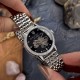 Женские механические часы Awarder 049 Silver-Black с автоподзаводом и стальным браслетом