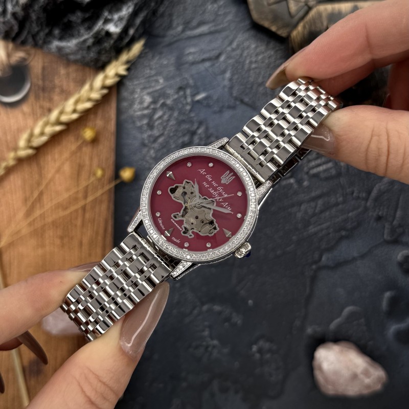 Женские механические часы Awarder 049 Silver-Pink с автоподзаводом и минеральным стеклом