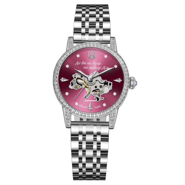 Женские механические часы Awarder 049 Silver-Pink с автоподзаводом и минеральным стеклом