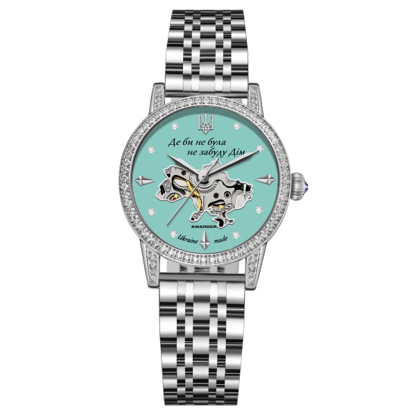 Женские механические часы Awarder 049 Silver-Blue с автоподзаводом и бирюзовым циферблатом