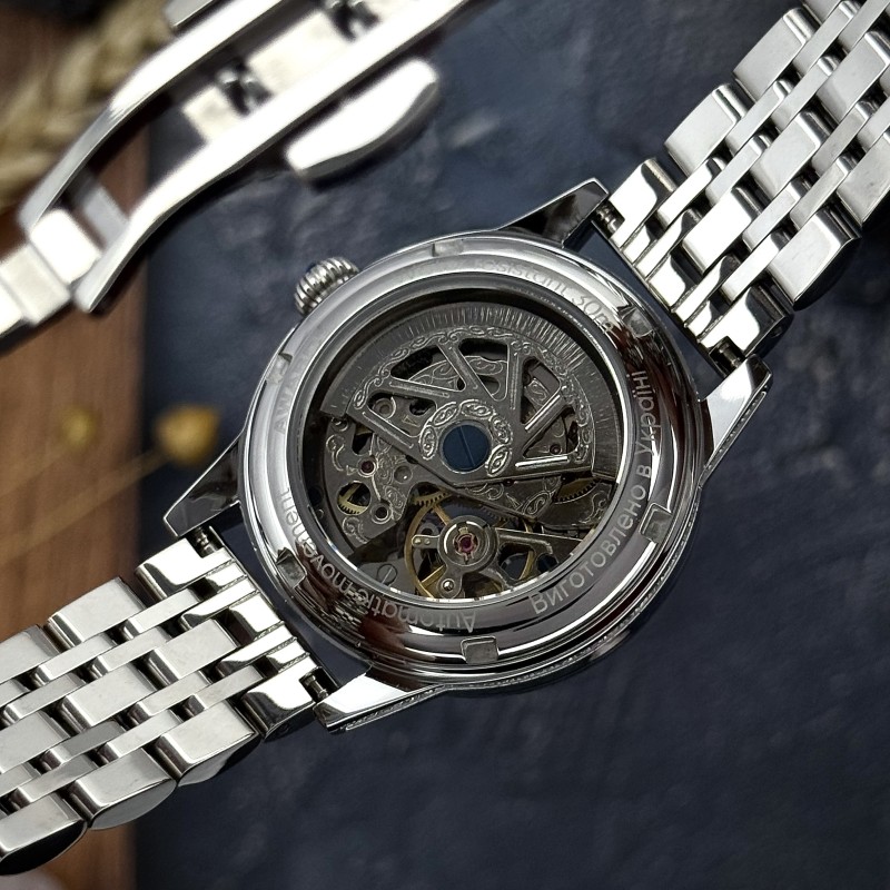 Женские механические часы Awarder 049 Silver-Green с автоподзаводом и минеральным стеклом