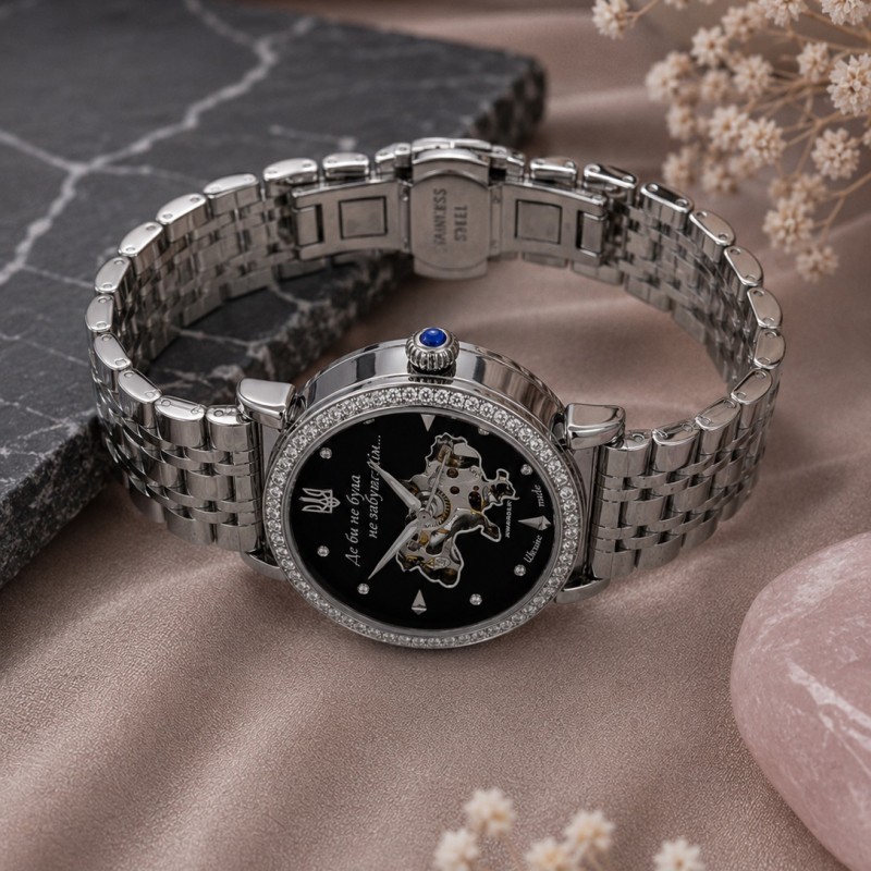 Женские механические часы Awarder 047 Silver-Black с автоподзаводом и стальным корпусом