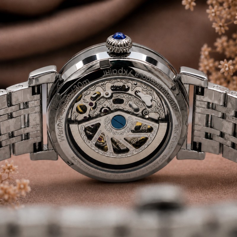 Женские механические часы Awarder 047 Silver-Black с автоподзаводом и стальным корпусом