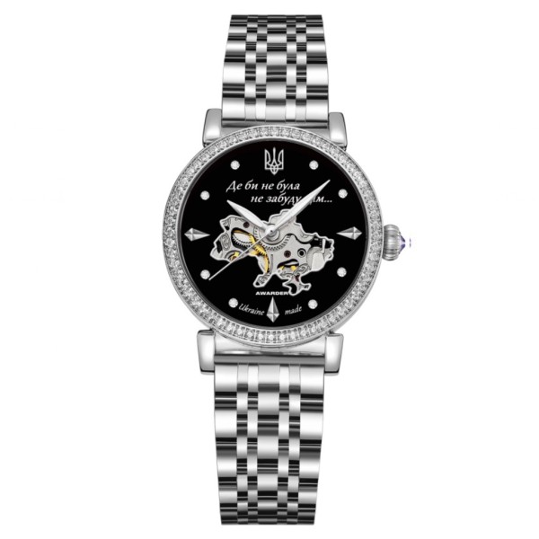 Женские механические часы Awarder 047 Silver-Black с автоподзаводом и стальным корпусом