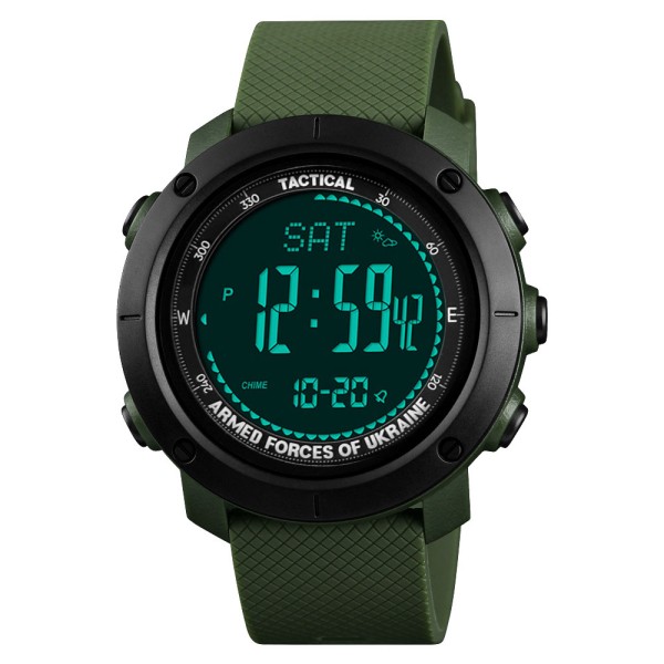Чоловічий тактичний годинник Awarder 036 Compass Green-Black з електронним циферблатом та компасом