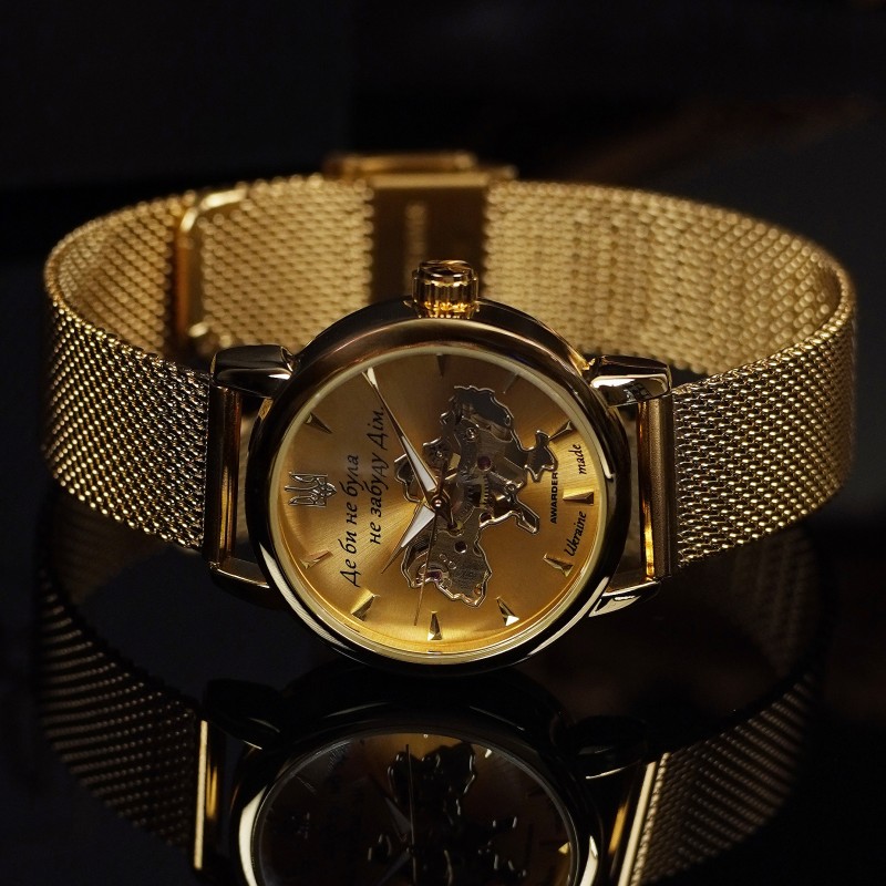 Женские механические часы Awarder 028-3D All Gold Де би не була с автоподзаводом и браслетом