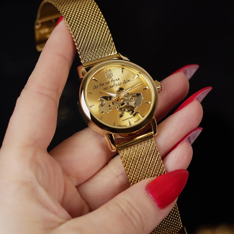 Женские механические часы Awarder 028-3D All Gold Де би не була с автоподзаводом и браслетом