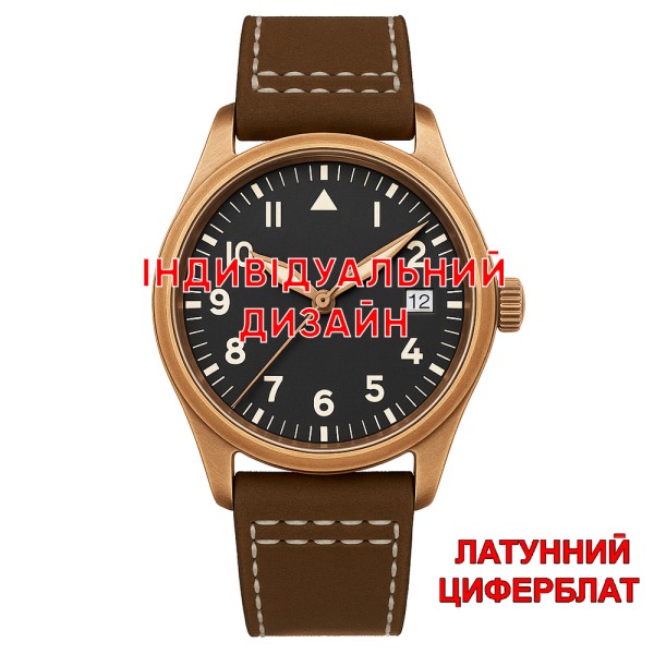 Мужские механические часы Awarder 056 Bronze-Brown с сапфировым стеклом и водозащитой 20 ATM