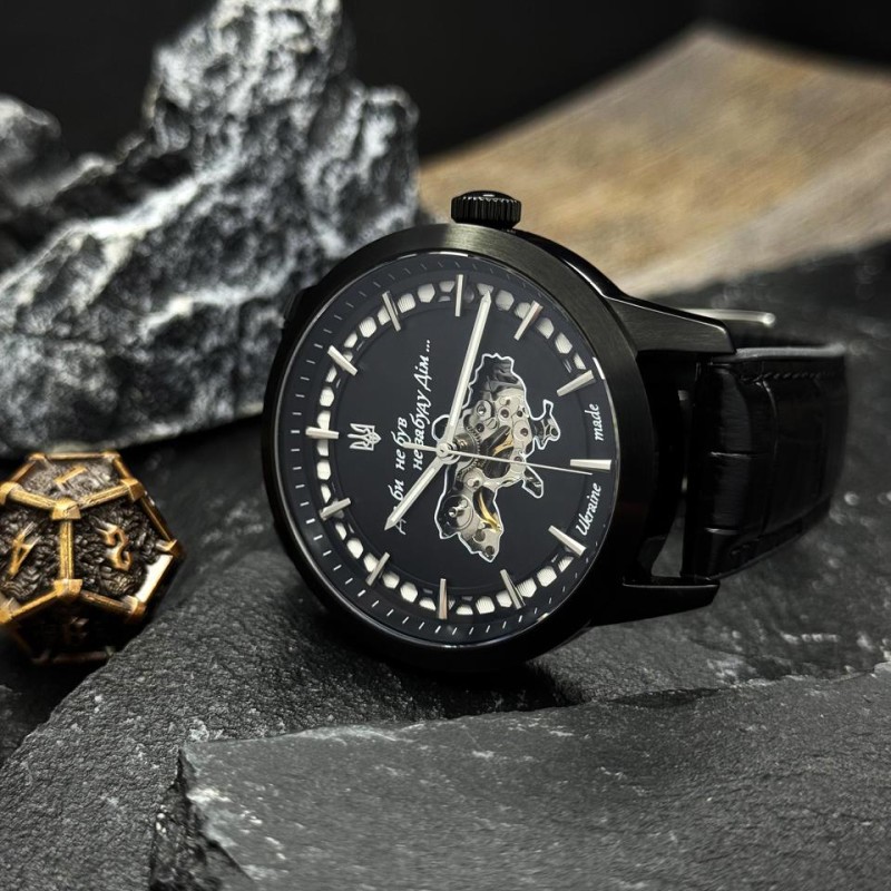 Мужские часы Awarder 043-1 Де би не був All Black Leather Miyota с сапфировым стеклом и автоподзаводом