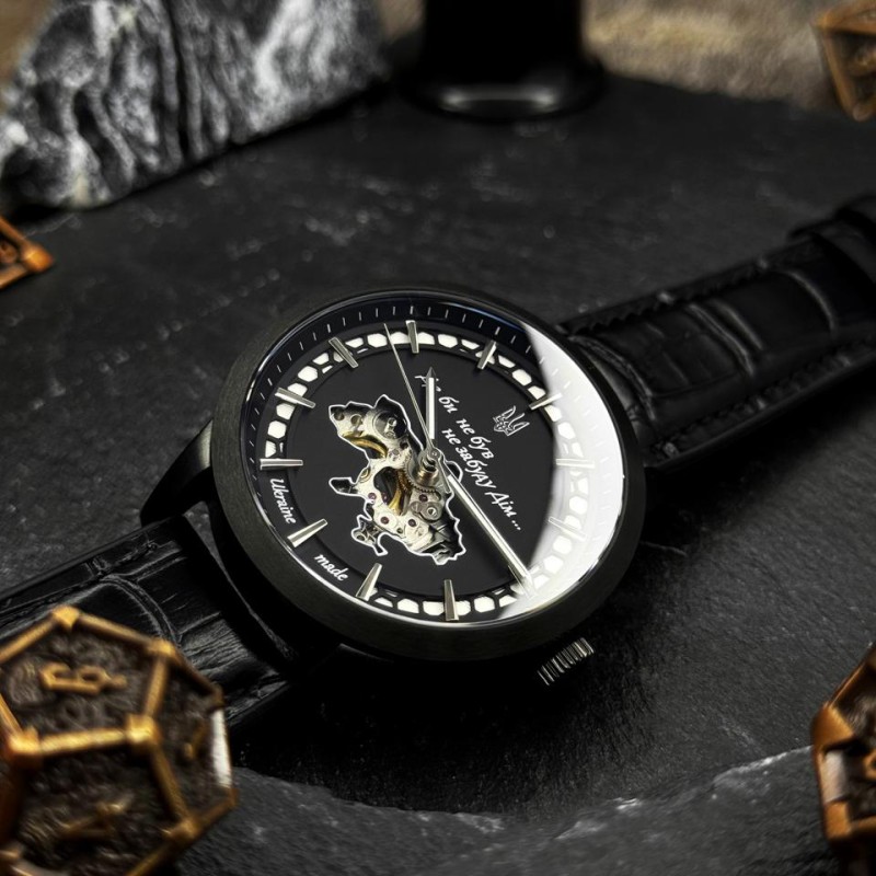 Мужские часы Awarder 043-1 Де би не був All Black Leather Miyota с сапфировым стеклом и автоподзаводом