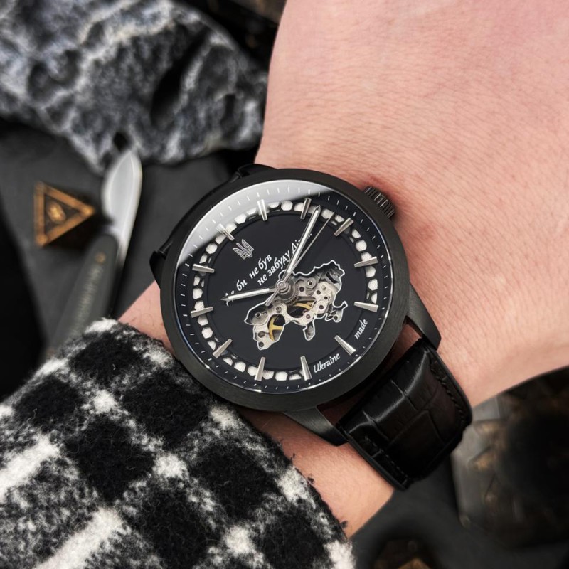 Мужские часы Awarder 043-1 Де би не був All Black Leather Miyota с сапфировым стеклом и автоподзаводом