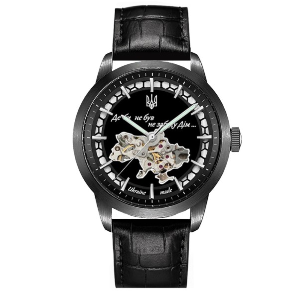 Мужские часы Awarder 043-1 Де би не був All Black Leather Miyota с сапфировым стеклом и автоподзаводом