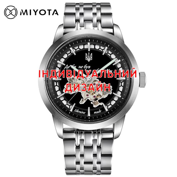 Мужские механические часы Awarder 043-1 Silver-Black Steel с автоподзаводом и сапфировым стеклом