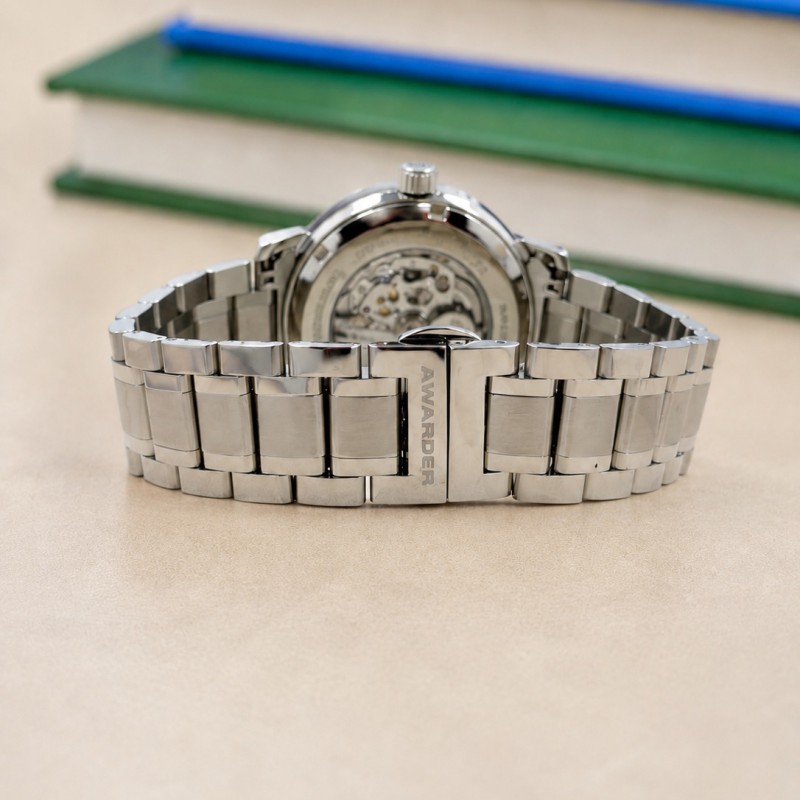 Мужские механические часы Awarder 048 Не Забуду Дім Silver-Black Steel с сапфировым стеклом