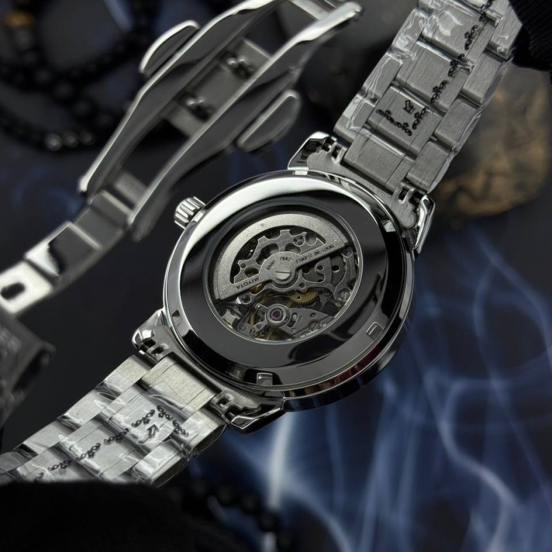 Мужские механические часы Awarder 048 Не Забуду Дім Silver-Black Steel с сапфировым стеклом