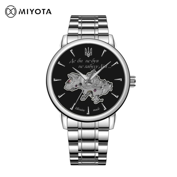 Мужские механические часы Awarder 048 Не Забуду Дім Silver-Black Steel с сапфировым стеклом