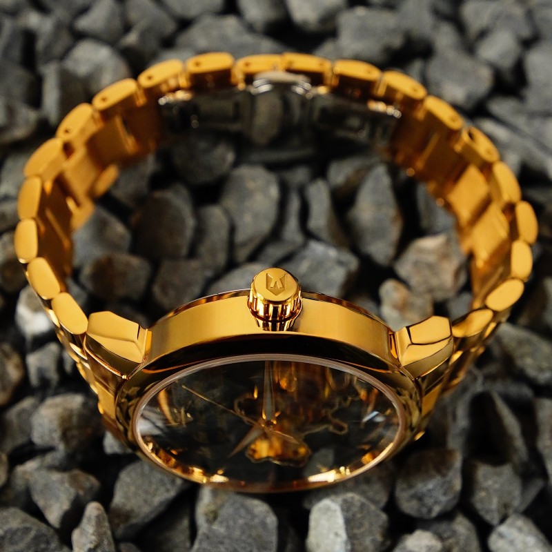 Мужские часы Awarder 048 Не Забуду Дім Gold-Black Steel с механикой и сапфировым стеклом