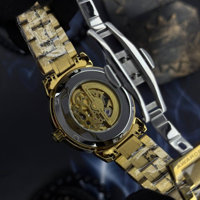 Мужские часы Awarder 048 Не Забуду Дім Gold-Black Steel с механикой и сапфировым стеклом