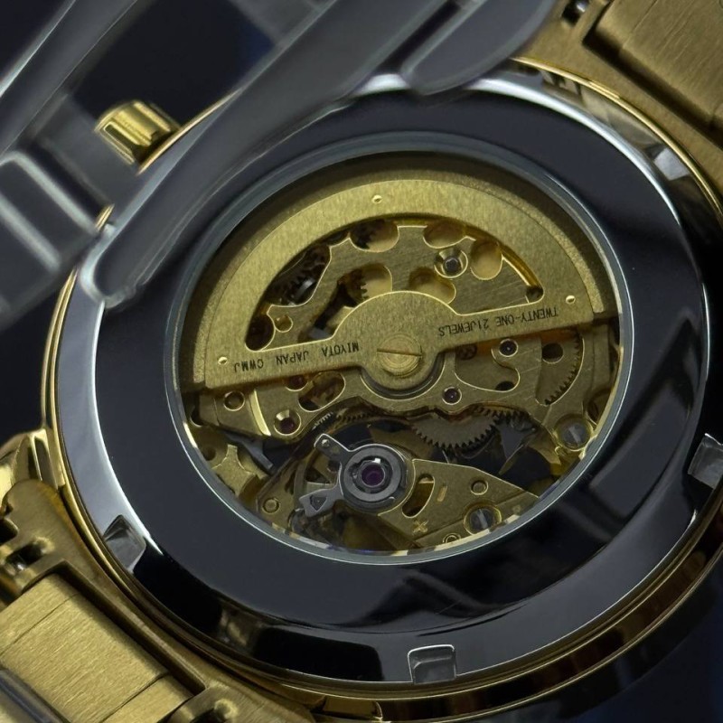 Мужские часы Awarder 048 Не Забуду Дім Gold-Black Steel с механикой и сапфировым стеклом