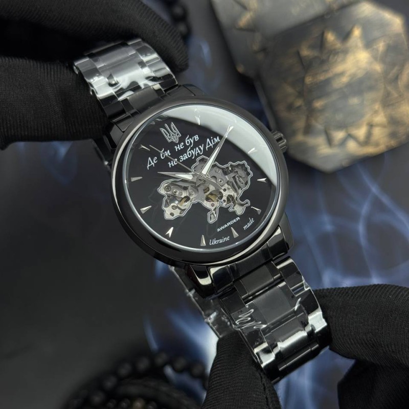 Мужские механические часы Awarder 048 Не Забуду Дім All Black Steel с сапфировым стеклом