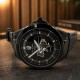 Мужские механические часы Awarder 050 Де би не був All Black Leather с автоподзаводом и кожаным ремешком