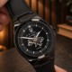 Мужские механические часы Awarder 050 Де би не був All Black Leather с автоподзаводом и кожаным ремешком