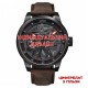 Чоловічий механічний годинник Awarder 058 Black-Red Leather Гільза з сапфіровим склом та автопідзаводом