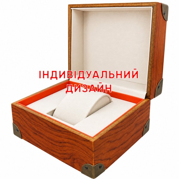 Коробка для часов 1202-1173 из дерева и кожи коричневая с индивидуальным дизайном