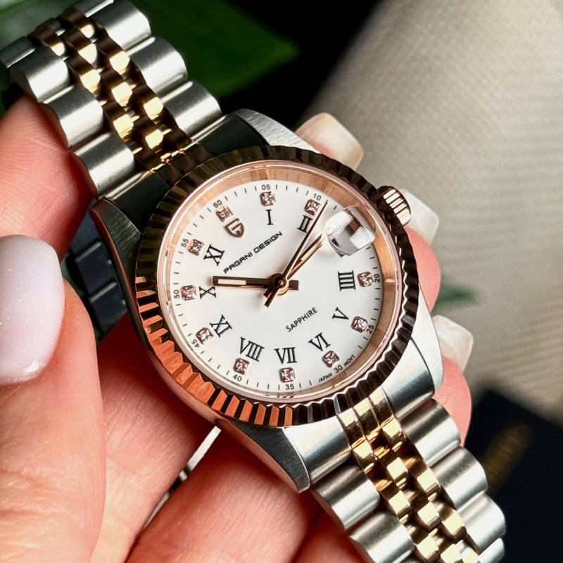 Жіночий годинник Pagani Design PD-1794L Silver-Rose Gold-White з сапфіровим склом та японським механізмом