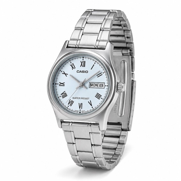 Женские часы Casio LTP-V006D-2B — Классическая модель с синим циферблатом и календарем
