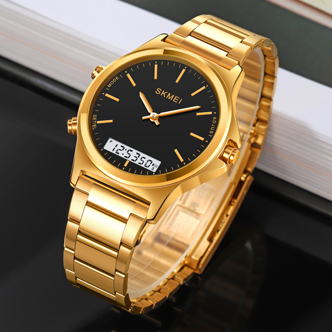 Мужские Золотые Часы Skmei 2120gdbk Gold-black Ador Чоловічий Золотий ...